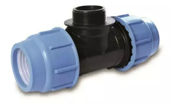 Zdjęcie produktu Trójnik PE z gwintem 90-3\' M-90 BLUE SEAL PN10